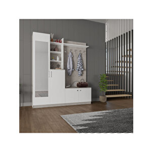 Vestiyer & Portmanto V-03 (180cm) Beyaz-Gri