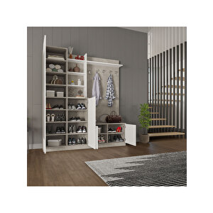 Vestiyer & Portmanto V-03 (180cm) Beyaz-Gri
