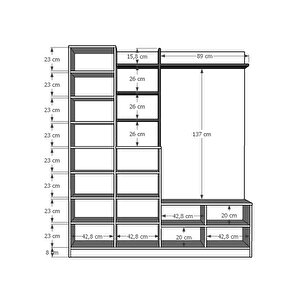 Vestiyer & Portmanto V-03 (180cm) Beyaz-Gri
