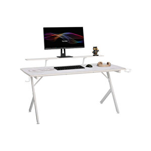 Ryze Castle Karbon Fiber Rgb Gaming Masası - Beyaz 160x80x76 Cm