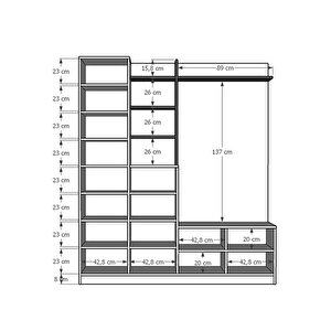 Vestiyer & Portmanto V-03 (180cm) Beyaz-Safirmeşe