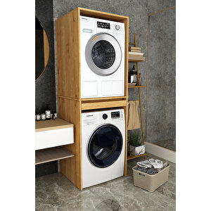 Asra Trend %100 Mdf Çekmeceli Banyo Dolabı Çamaşır Makinesi+kurutma Makinesi Dolabı Bd-05 Safir Meşe