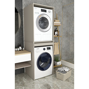 Asra Trend %100 Mdf Çekmeceli Banyo Dolabı Çamaşır Makinesi+kurutma Makinesi Dolabı Bd-05 Kül Gri