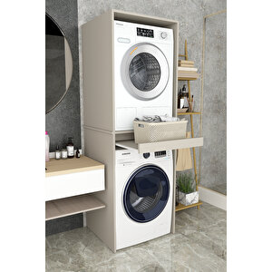 Asra Trend %100 Mdf Çekmeceli Banyo Dolabı Çamaşır Makinesi+kurutma Makinesi Dolabı Bd-05 Kül Gri