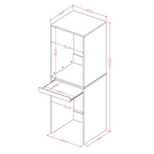 Asra Trend %100 Mdf Çekmeceli Banyo Dolabı Çamaşır Makinesi+kurutma Makinesi Dolabı Bd-05 Kül Gri