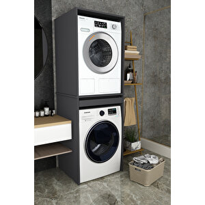 Asra Trend %100 Mdf Çekmeceli Banyo Dolabı Çamaşır Makinesi+kurutma Makinesi Dolabı Bd-05 Antrasit