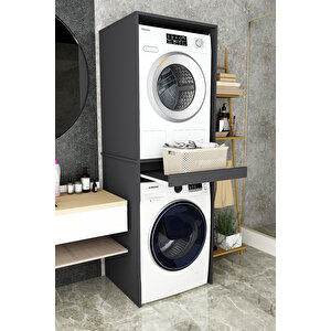 Asra Trend %100 Mdf Çekmeceli Banyo Dolabı Çamaşır Makinesi+kurutma Makinesi Dolabı Bd-05 Antrasit