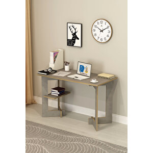 Asra Trend %100 Mdflam Raflı Çalışma Masası Bilgisayar Ofis Ders Masası Çm-02 Retro Gri