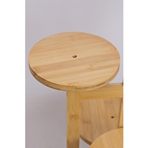 Digithome Bambu Yuvarlak Form 5 Raflı Saksılık Saksı Standı Çiçeklik Organizer Db-0036