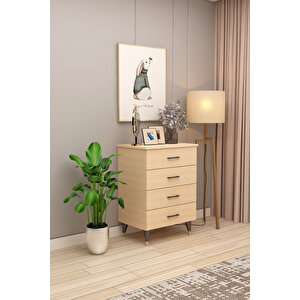 Asra Trend %100 Mdflam 4 Çekmeceli̇ Şi̇fonyer 65cm Akçaağaç