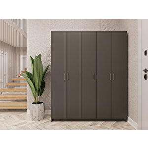 %100 Mdflam Vestiyer & Portmanto V-09 (150cm) Koyu Gri