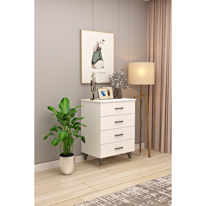 Asra Trend %100 Mdflam 4 Çekmeceli̇ Şi̇fonyer 65cm Beyaz