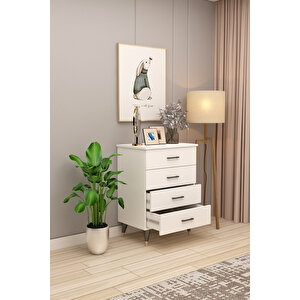 Asra Trend %100 Mdflam 4 Çekmeceli̇ Şi̇fonyer 65cm Beyaz