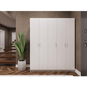 %100 Mdflam Vestiyer & Portmanto V-09 (150cm) Beyaz