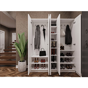 %100 Mdflam Vestiyer & Portmanto V-09 (150cm) Beyaz