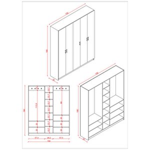 %100 Mdflam Vestiyer & Portmanto V-09 (150cm)