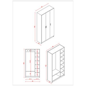 %100 Mdflam Vestiyer & Portmanto V-07 (90cm)