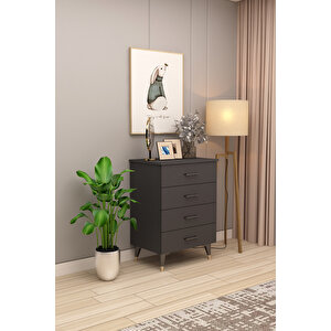 Asra Trend %100 Mdflam 4 Çekmeceli̇ Şi̇fonyer 65cm Antrasit