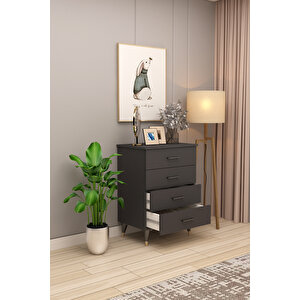 Asra Trend %100 Mdflam 4 Çekmeceli̇ Şi̇fonyer 65cm Antrasit