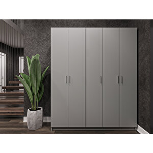 %100 Mdflam Vestiyer & Portmanto V-09 (150cm) Kül Gri