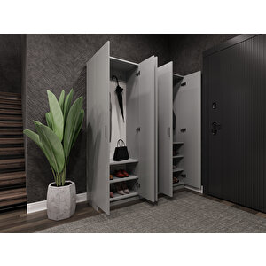 %100 Mdflam Vestiyer & Portmanto V-09 (150cm) Kül Gri
