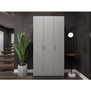 %100 Mdflam Vestiyer & Portmanto V-07 (90cm) Kül Gri
