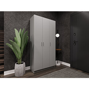 %100 Mdflam Vestiyer & Portmanto V-07 (90cm) Kül Gri