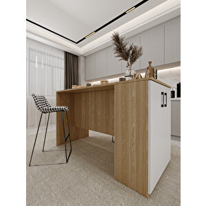 %100 Mdflam 150cm Dolaplı Yüksek Mutfak Adası Yemek Ve Bar Masası Ma-04