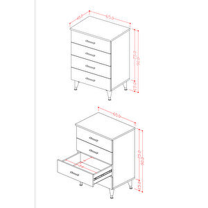 Asra Trend %100 Mdflam 4 Çekmeceli̇ Şi̇fonyer 65cm