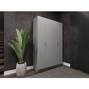 %100 Mdflam Vestiyer & Portmanto V-08 (120cm) Kül Gri
