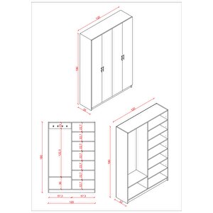 %100 Mdflam Vestiyer & Portmanto V-08 (120cm)