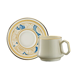 1453 Şal Geometrik Gold 12 Parça 6 Kişilik Kahve Fincan Takımı 90 Ml