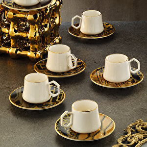 1453 Kariye Double Geometrik Gold 12 Parça 6 Kişilik Kahve Fincan Takımı 120 Ml