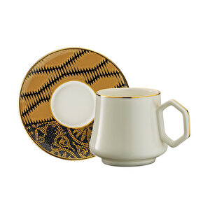 1453 Kariye Double Geometrik Gold 12 Parça 6 Kişilik Kahve Fincan Takımı 120 Ml