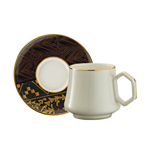 Sandro Moreno 1453 Kariye Double Geometrik Gold 12 Parça 6 Kişilik Kahve Fincan Takımı 120 Ml