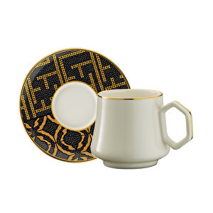 Sandro Moreno 1453 Kariye Double Geometrik Gold 12 Parça 6 Kişilik Kahve Fincan Takımı 120 Ml