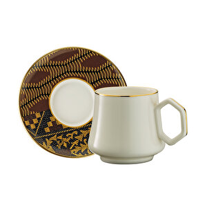 Sandro Moreno 1453 Kariye Double Geometrik Gold 12 Parça 6 Kişilik Kahve Fincan Takımı 120 Ml