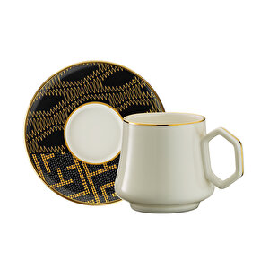 Sandro Moreno 1453 Kariye Double Geometrik Gold 12 Parça 6 Kişilik Kahve Fincan Takımı 120 Ml