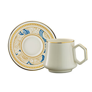1453 Şal Double Geometrik Gold 12 Parça 6 Kişilik Kahve Fincan Takımı 120 Ml