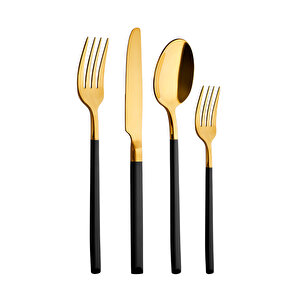 Soho Prestige Gold 24 Parça 6 Kişilik Siyah Çatal Kaşık Bıçak Takımı