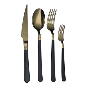 Fiore S Bronz Siyah 24 Parça 6 Kişilik Çatal Kaşık Bıçak Takımı