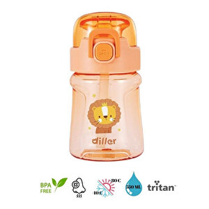 Tritan Pipetli Çocuk Matara Turuncu 550 Ml
