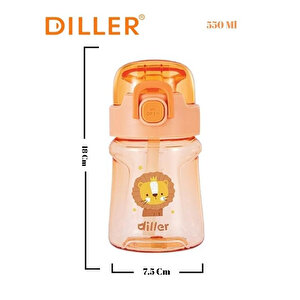 Tritan Pipetli Çocuk Matara Turuncu 550 Ml