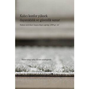 Yumuşak Peluş Tüylü İskandinav Desenli Kabarık Bukleli Gri Renkli Halı