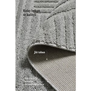 Yumuşak Peluş Tüylü İskandinav Desenli Kabarık Bukleli Gri Renkli Halı