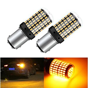 Dekoratif Led Ampul Çift Duy Turuncu  144led 1157 Bay15d 21w / Laam973