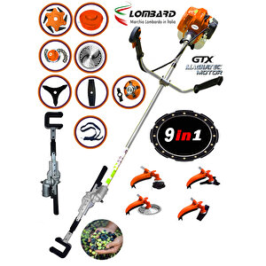 Lombard Nero 8000 Seri Yan Tipi Benzinli Motorlu Tırpan + Zeytin Badem Hasat Makinası 10 Parça Özel Set