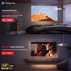 Vankyo Aurzen D1g Android Google Tv 4k Destekli Projeksiyon Cihazı +hdr10+auto Focus+auto Keystone+6g Wifi+6.1bt+dolby Ses Sistemi
