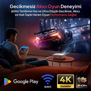 Vankyo Aurzen D1g Android Google Tv 4k Destekli Projeksiyon Cihazı +hdr10+auto Focus+auto Keystone+6g Wifi+6.1bt+dolby Ses Sistemi