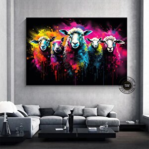 Beş Renkli Koyun Posteri – Renkli Hayvan Duvar Sanatı, Hediye
